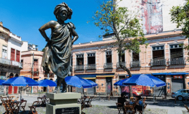Statue of Mercedes Baptista at Praça Mauá, symbol of African heritage in Rio de Janeiro
