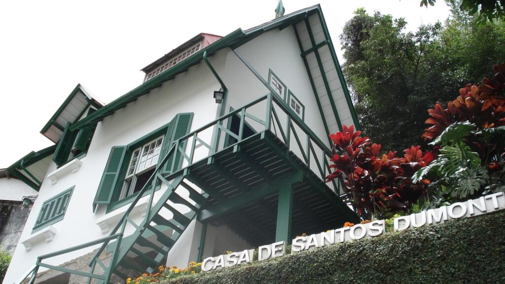 Front view of the Santos Dumont House Museum in Petrópolis, Rio de Janeiro, Brazil, the former residence of aviation pioneer Alberto Santos Dumont.